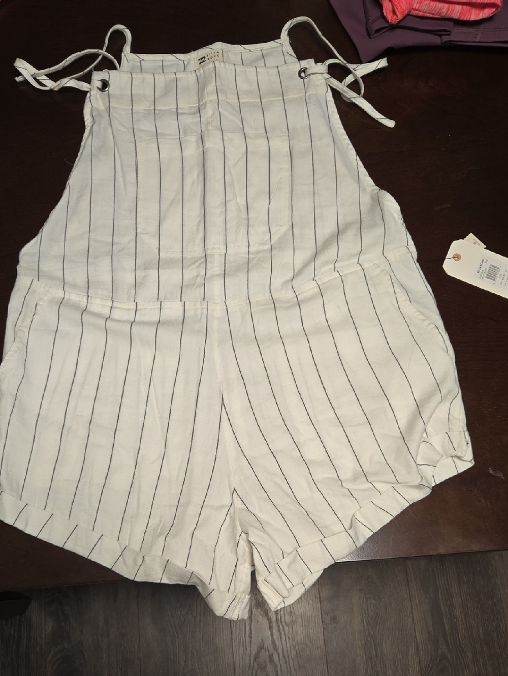 Billabong White with Navy Pinstripe Women’s Romper Shorts